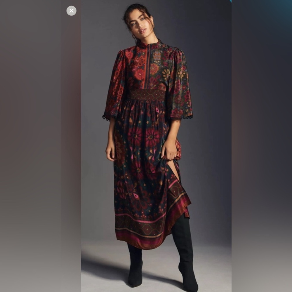 Farm x Anthropologie Mock-Neck Dress Size Small